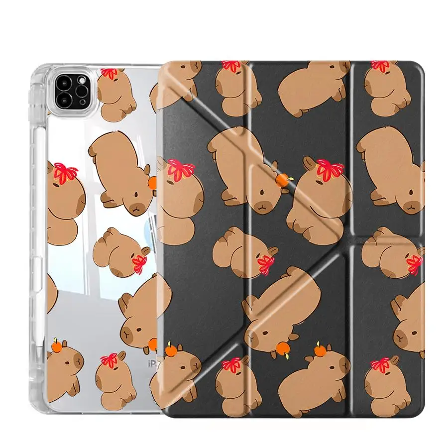 Capybara Love Y-Fold Tablet Case with Stand and Holder