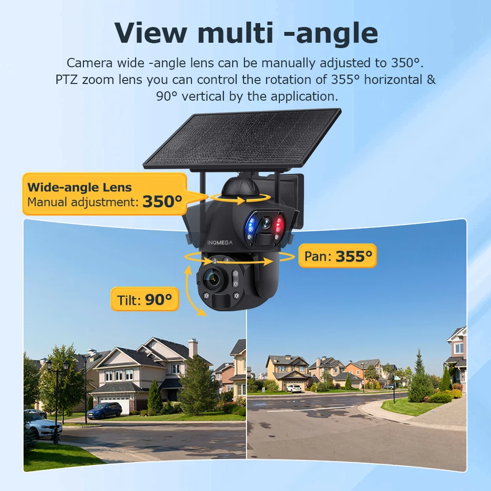 INQMEGA 6K 50X ZOOM 4G Solar Security Camera PIR 12M Human