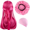 3pcs/set, Durag & Bonnet & Dome Hats, Solid Color Elastic Satin Bonnet Night Cap, Lightweight Pirate Hats 4