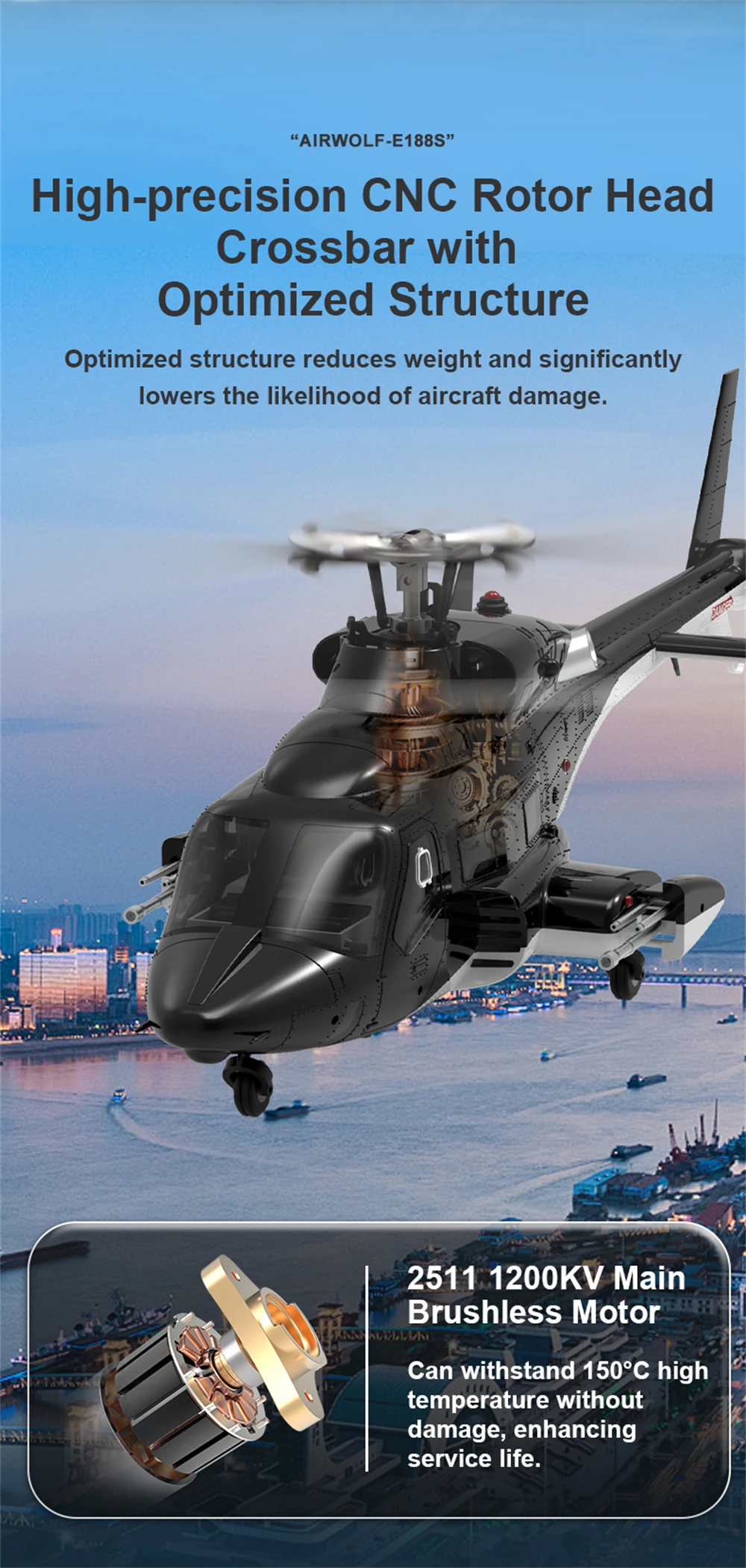 Eachine E188S AirWolf 2,4G 9CH 6G GPS localización de flujo óptico