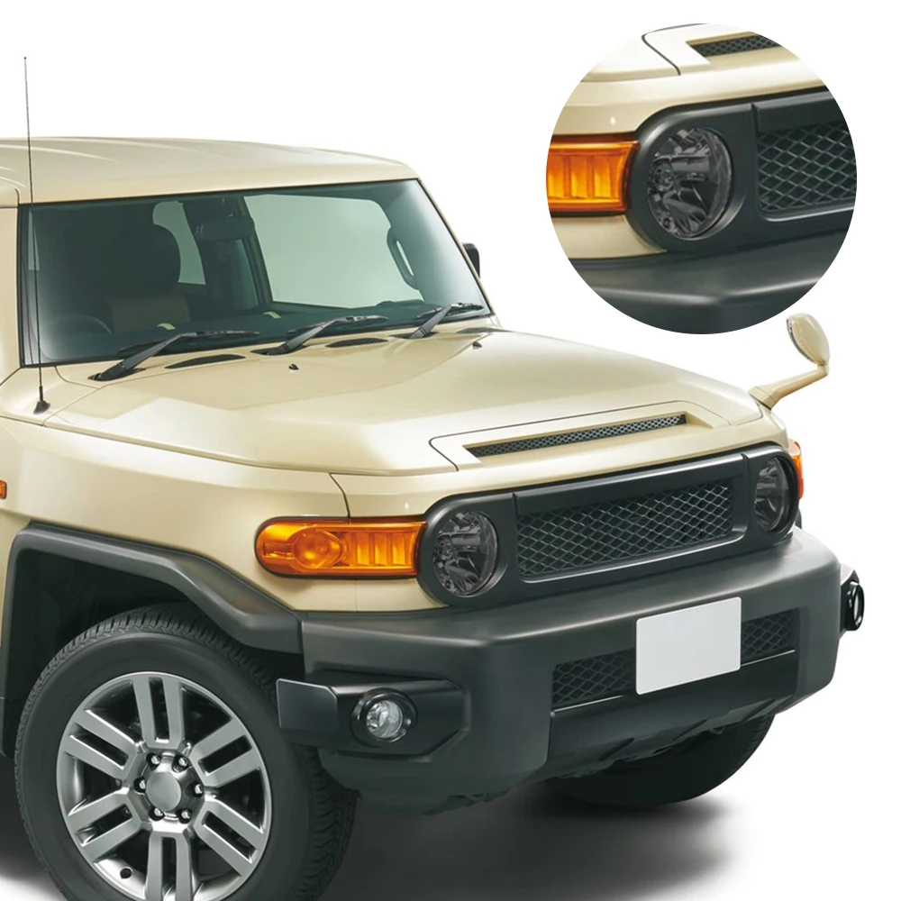 Vorgeschnittene Autoscheinwerfer-Schutzfolie für Toyota FJ Cruiser 2006-2022 Rauchschwarz Kratzfest Hochglanz Auto-Vinylfolie