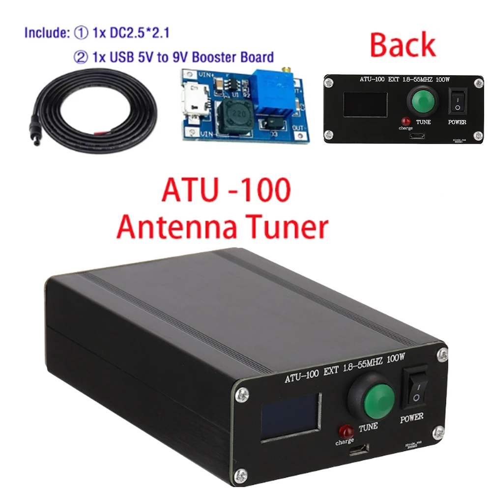 Tuner D'antenne Automatique ATU100 1,8-50 MHz 100W Avec OLED 0,96 Pouce Boîtier