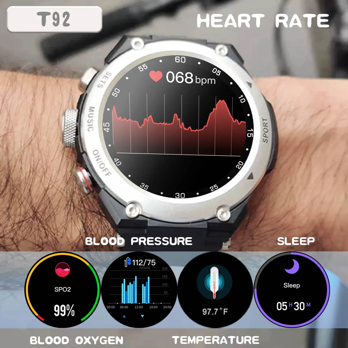 T92 Ʈ ġ ̾   Smartwatch Ŀ    ڵ   ð