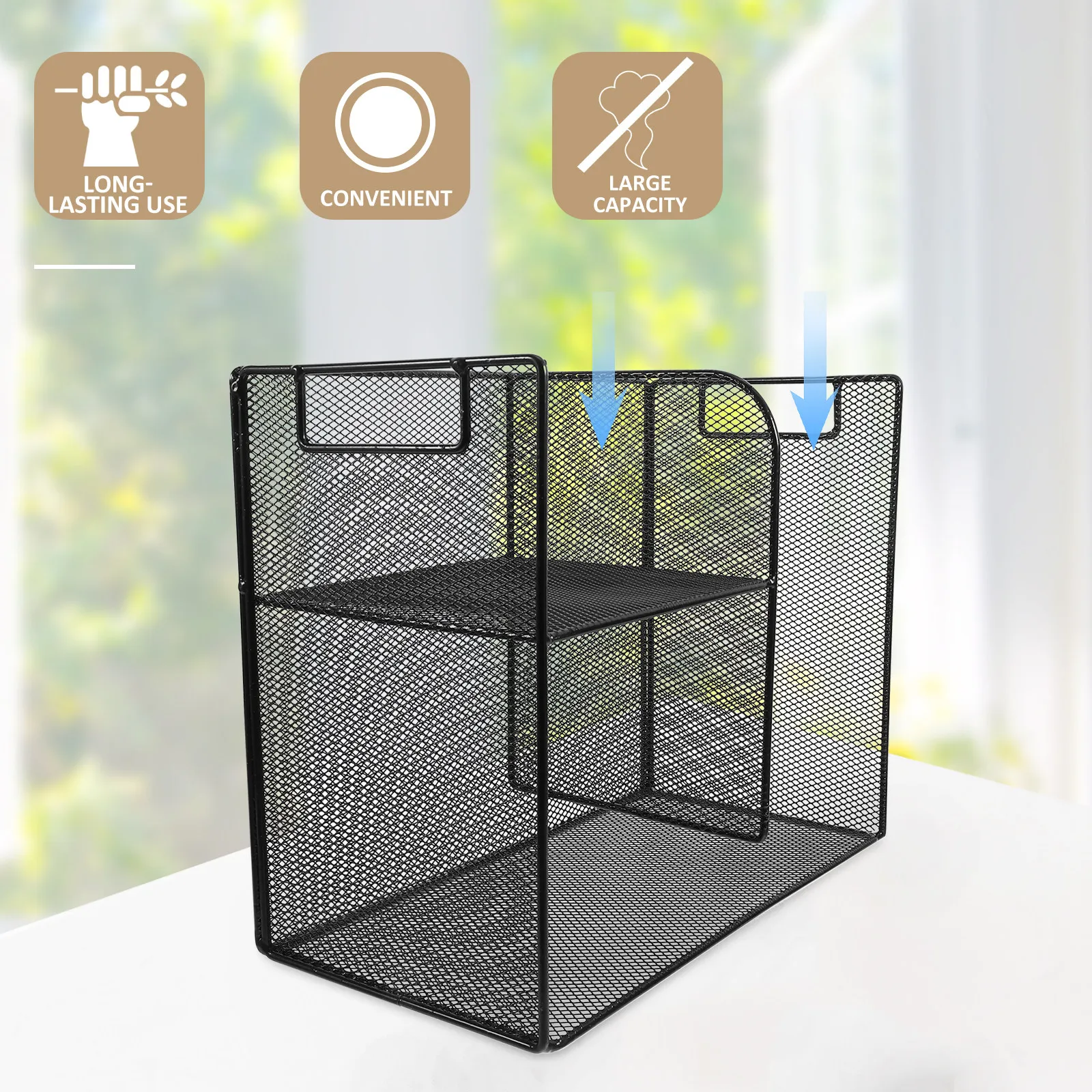 대용량 파일, 바인더, 노트북, 잡지 수납 가능한 헤비듀티 철제 데스크 정리함, 수직 파일 홀더, 모던 오피스 데스크용