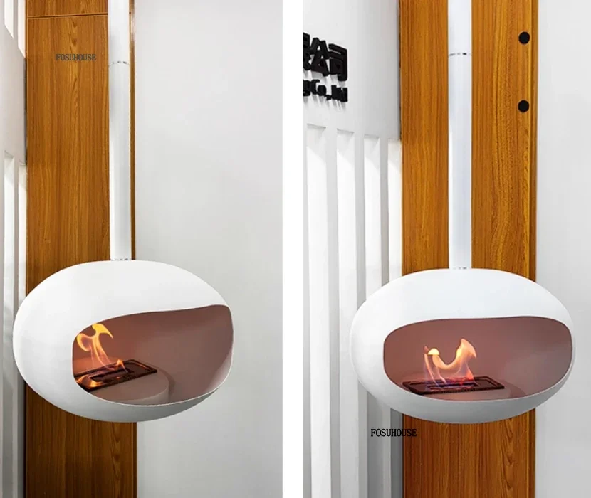 เตาผิงแขวนในร่ม บรรยากาศหรูหรา เตาผิงศิลปะสร้างสรรค์ เตาผิงไฟจริง ตกแต่งบ้าน วิลล่า ให้ความอบอุ่น รุ่น C 1