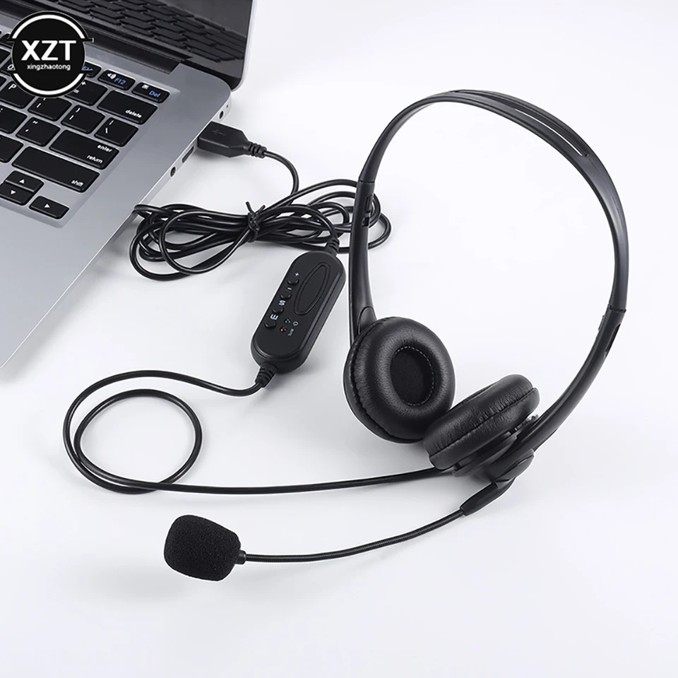 3.5mm Computer Laptop Headphone With Noise Cancelling Microphone For Chatting, Network Teaching, Video Conferencing, USB Wired_voghion.com