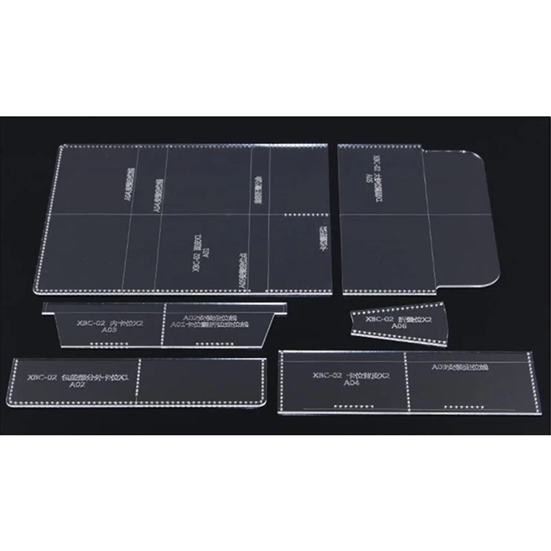 Long wallet edition pattern acrylic durable template handmade leather DIY design wallet edition Leather Tool 1set 20x9x2cm