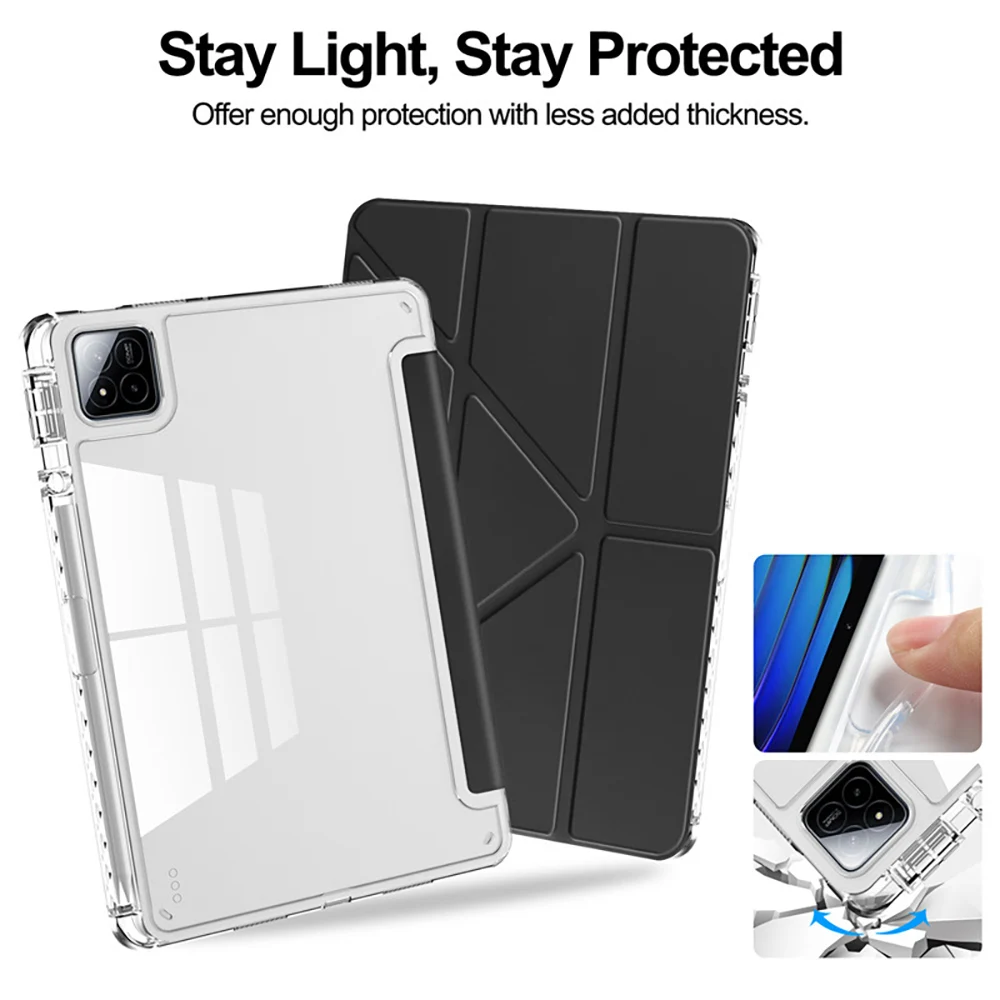 Clear Back Stand Tablet Case with Adjustable Viewing Angles and Enhanced Durability