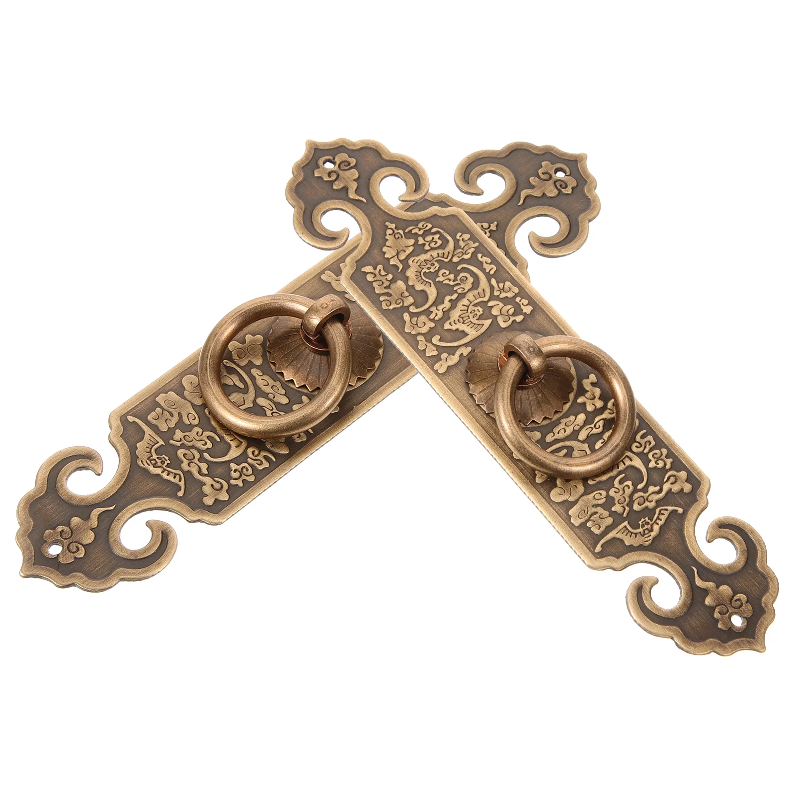 

2 Pcs Cupboard Handles Decorative Pull Rings Chinese Style Cabinet Antique Dresser