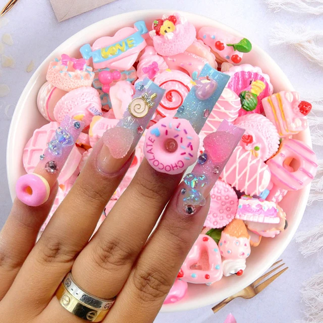 20pcs Kawaii Nail Arts Charms Donut/Ice Cream/Candy/Lollipop Mixed Resin  Acrylic Decorations DIY Cute Cartoon Donut Nail Charms - AliExpress