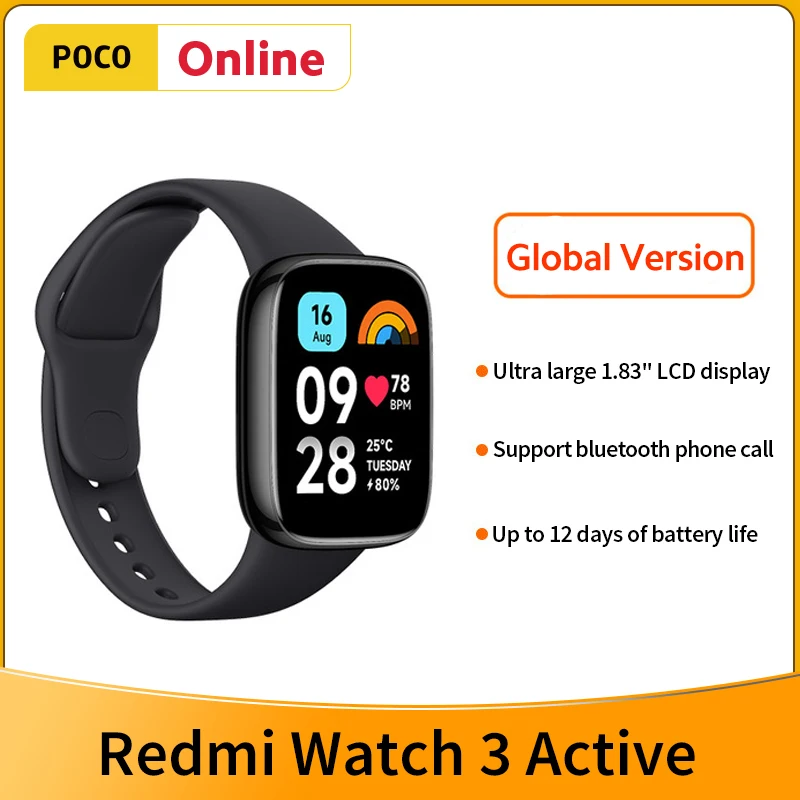 

Xiaomi Redmi Watch 3 Active Global Version 1.83'' Display Bluetooth Phone Call 12 Days Battery 5ATM Waterproof Health Monitor