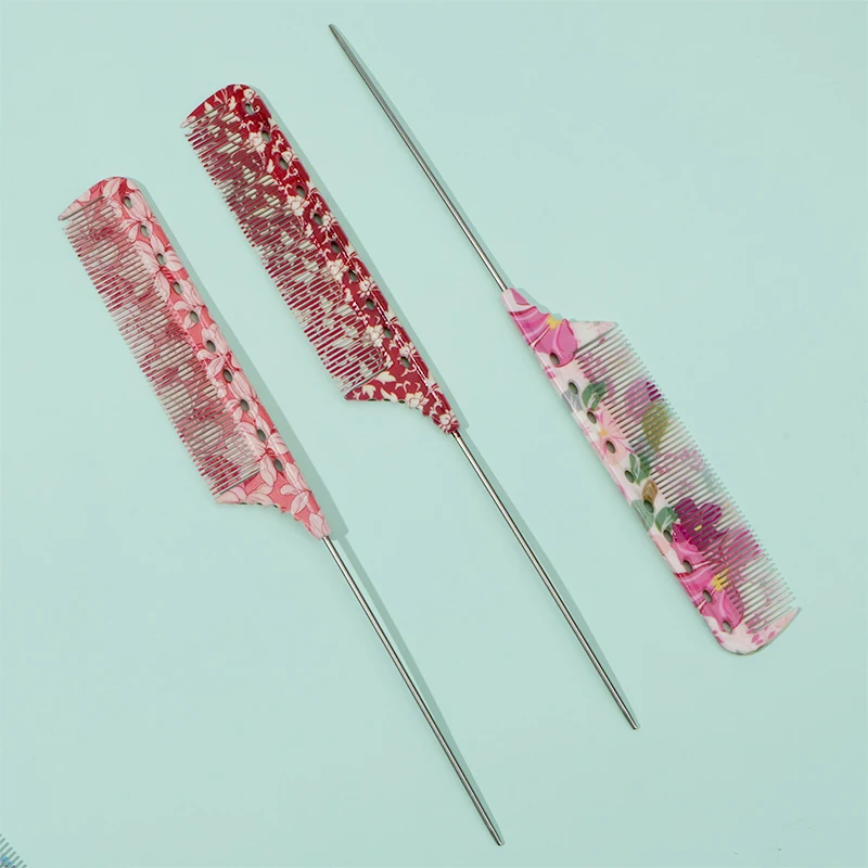 1pc/3pcs/8pcs 8 Unique Colorful Anti-Static Rat Tail Combs - Durable & Stylish, Leopard/Neon/Floral & More Patterns Available