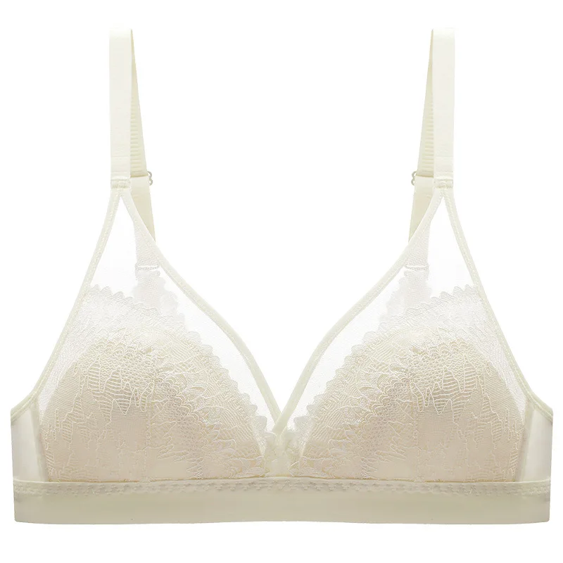 

French lace triangle cup bra cat ear cup underwear female thin summer ultra-thin bra