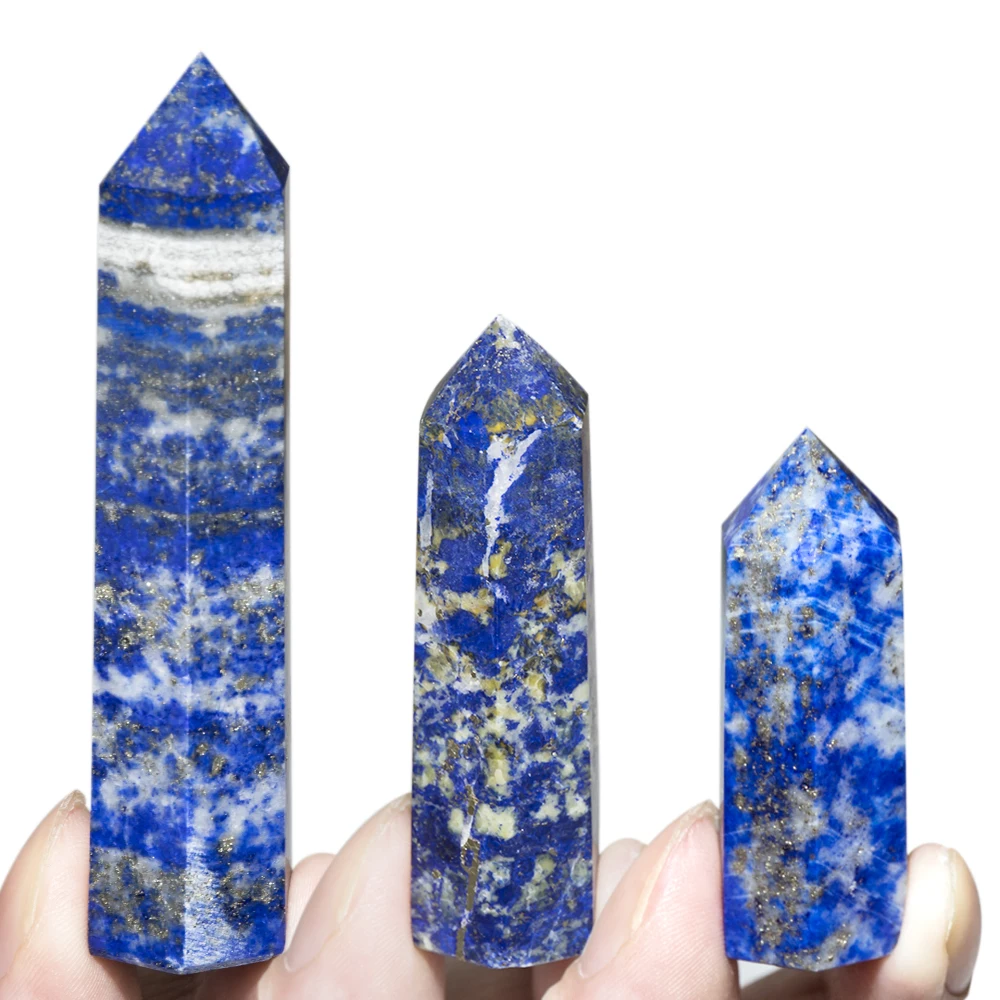 Natural Crystals Stone lapis lazuli Wands Polishing Reiki Healing Energy Stone Hexagonal Point Obelisk Gemstones 1.57"-3.14" healing stones