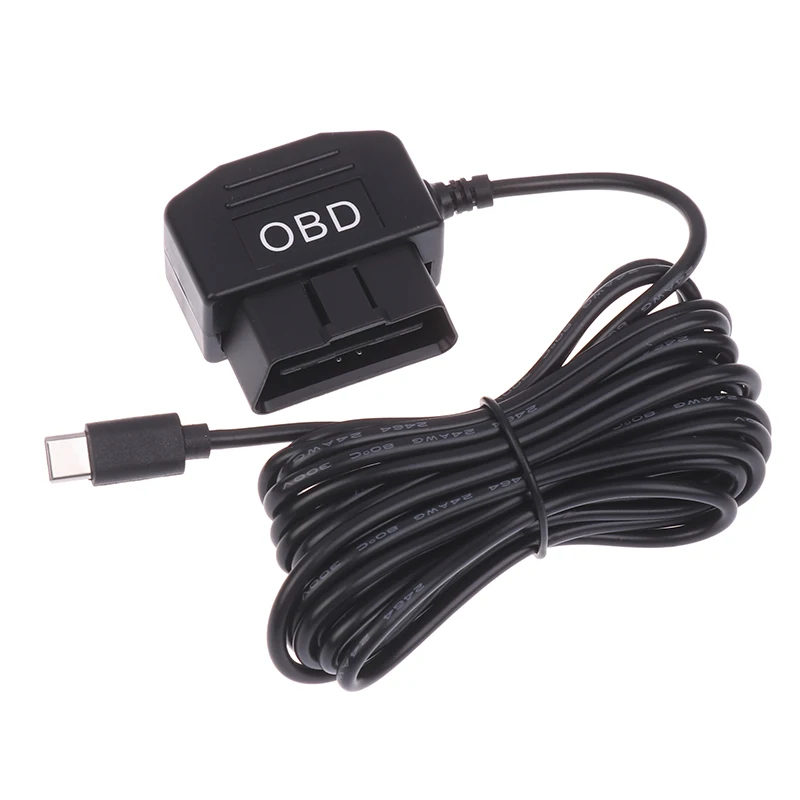 OBD 타입 C 충전기 전원 케이블 (대시캠, 차량용 DVR, 24시간 주차 배터리 보호, 자동차 액세서리)