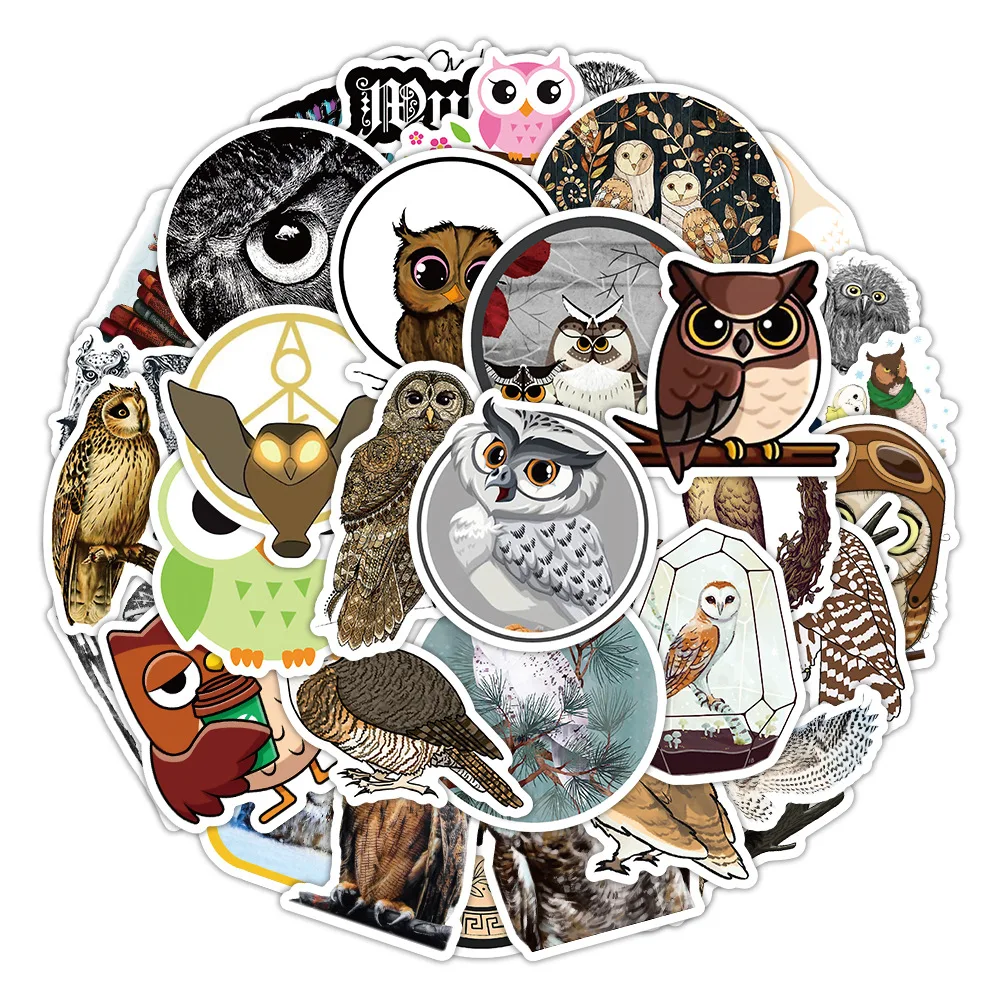 50PCS Stickers Cute Cartoon Owl Aesthetic Children's Sticker Pack