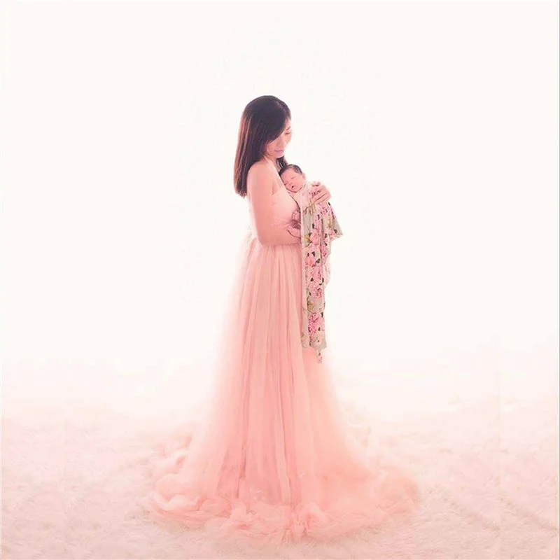 New Maternity Tulle Dresses For Photo Shoot Pregnancy Tail Dress Photography Robe Maxi Gown Maternity Prom Dresses Vestidos