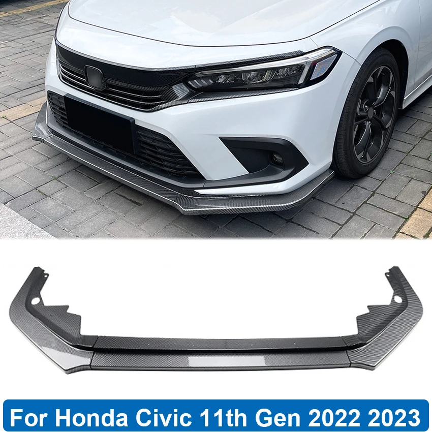 

3PCS Front Bumper Lip Spoiler Side Splitter Protector Guards Body Kit Cover For Honda Civic 2022 2023 11th Gen Car Accessories