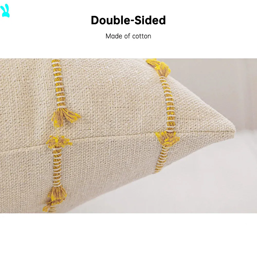 Farmhouse Boho Cotton Linen Throw Pillow Cover