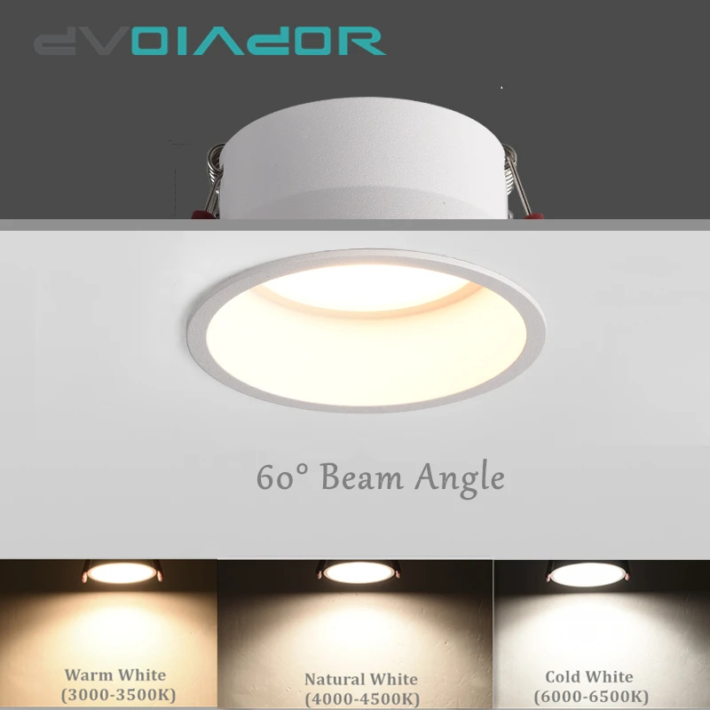 60 Degrees Beam Angle Dimmable LED Downlight 15W 12W 7W 5W Anti Glare