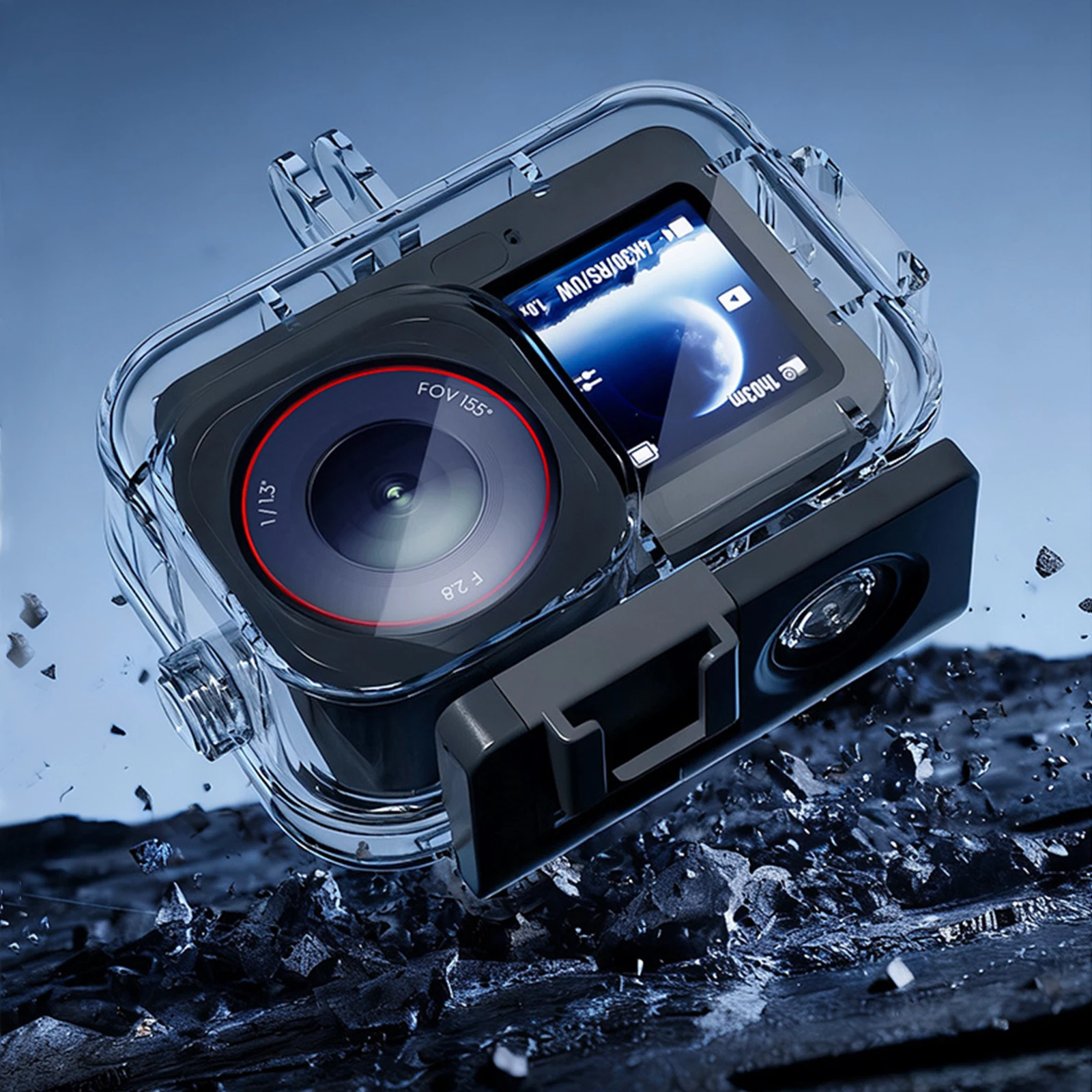 Coque de protection renforcée pour Osmo Action 6, avec accès aux boutons et à l'écran.