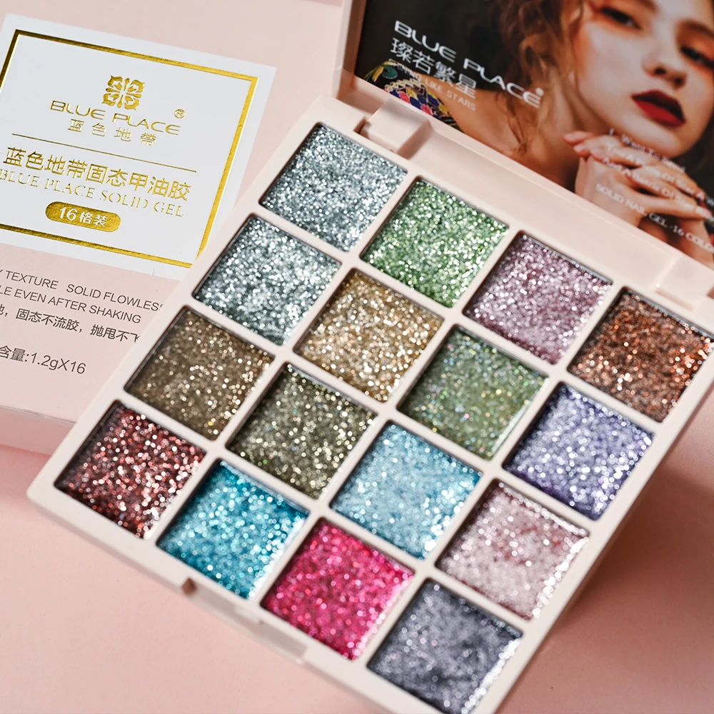 New 16Colors Nail Solid Glue Set UV/LED Gel Polish Japanese Pudding Gel Nail Polish Palette Nail Salon Jelly Gel for Nail Art ##