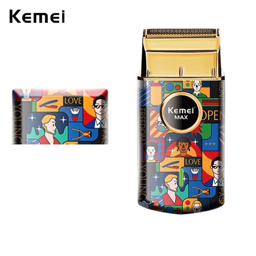 Kemei Uno 무선 단일 호일 면도기 StyleCraft Graffiti 전문 리튬 이온 면도기 자극 없이 슈퍼 클로즈 커팅