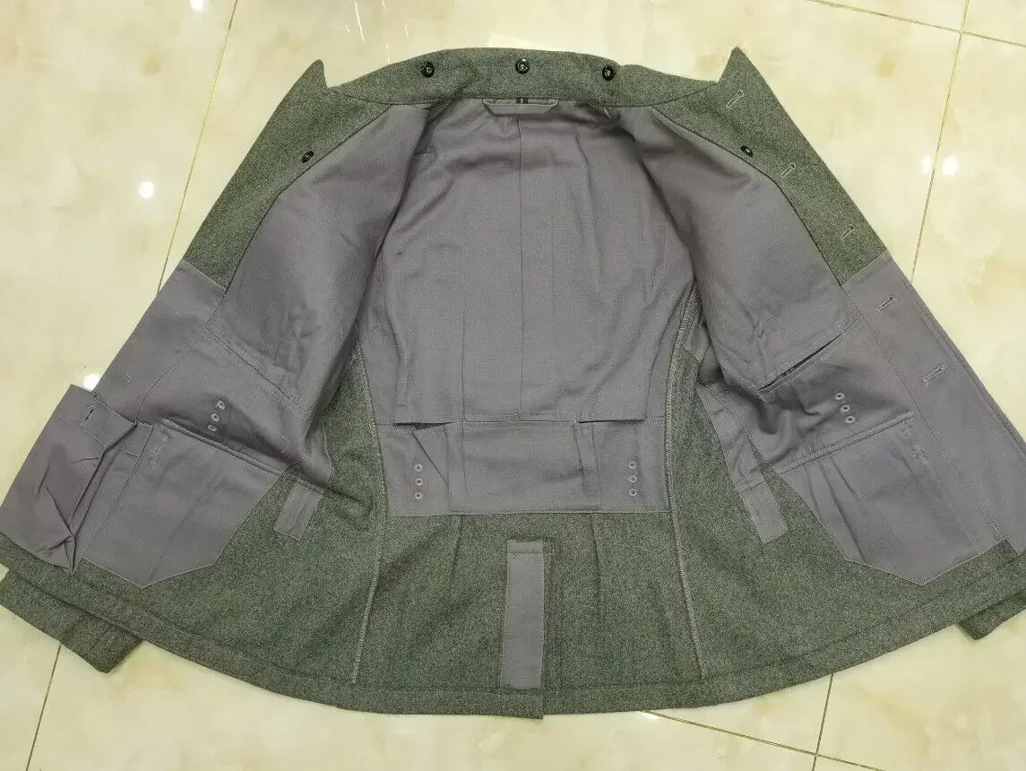 Reproduction GERMAN EM M40 FIELD GREY GREEN WOOL TUNIC & TROUSERS suit Military Exercise Uniform