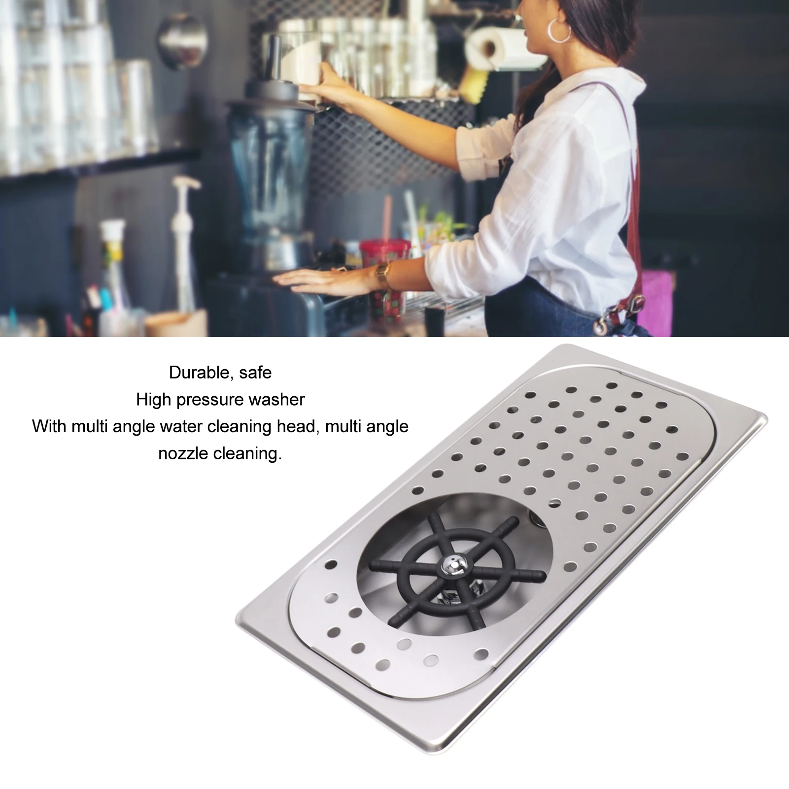 Pitcher Rinser Cup Washer Glass Cleaning Rinser High Pressure Washing With Drain Drip Tray Hose for Bar Coffee Shop