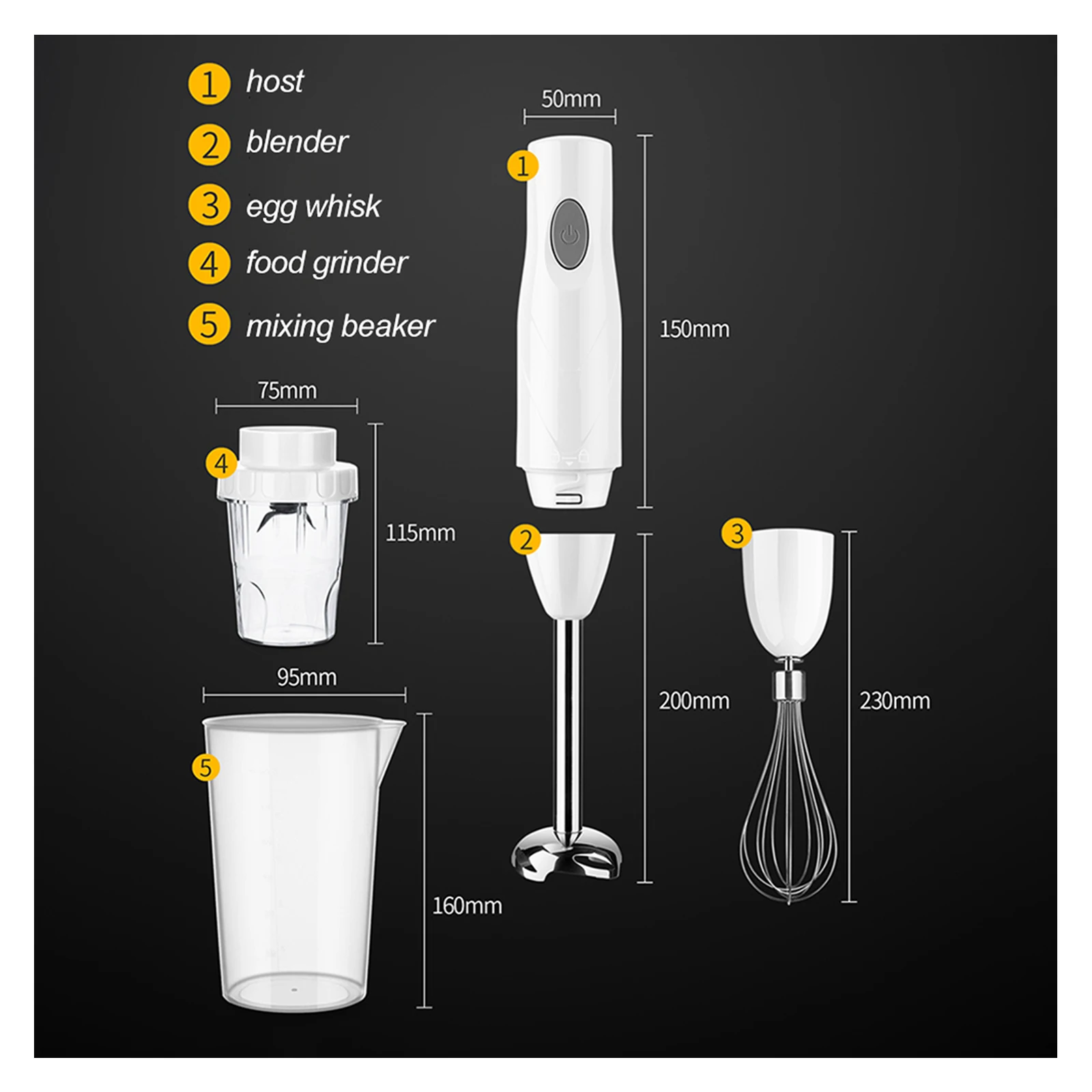 Dropship 5 Core Immersion Portable Hand Blender 5-In-1 500W