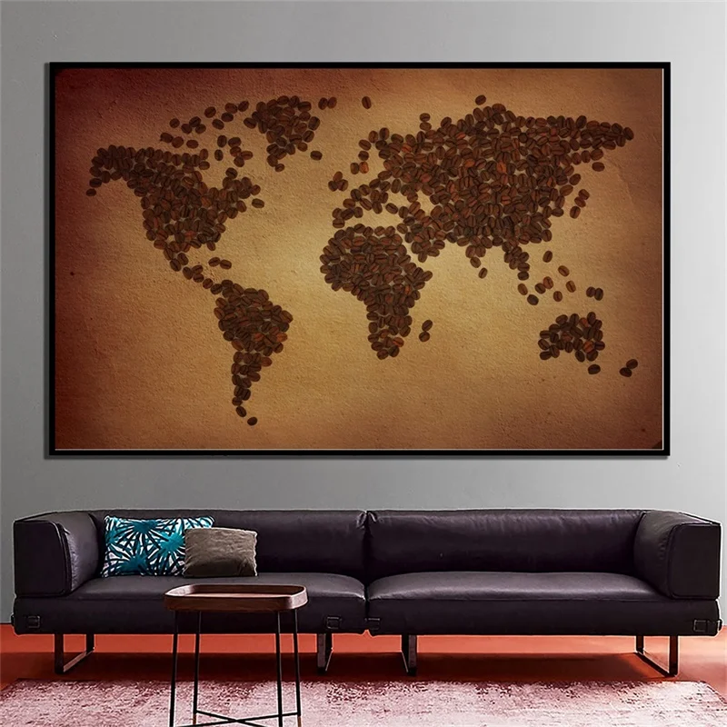 90x60cm Retro World Map Posters and Prints Canvas Paintings Wall Art Pictures Wall Chart Home Decor Office Teaching Supplies