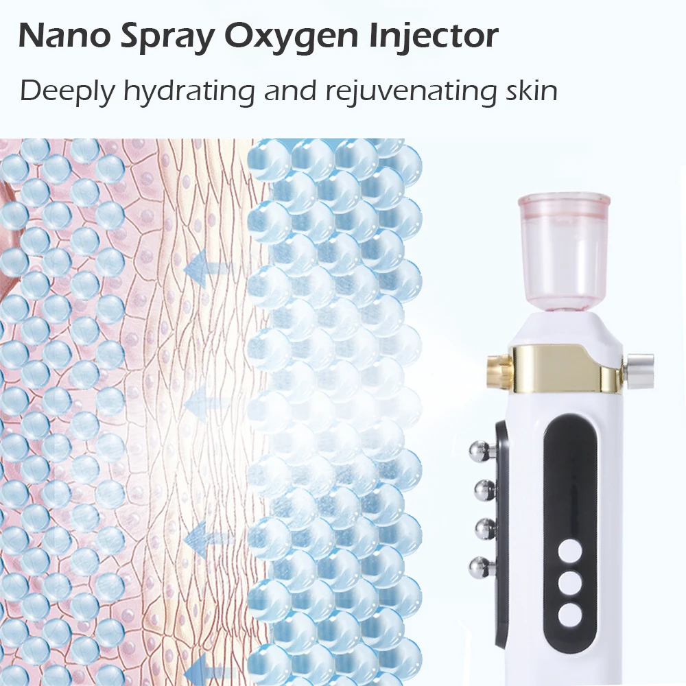 4 in 1 Facial Nano Mist Sprayer Water Oxygen Injector Essence Atomization Skin Moisture EMS Micro Current Lifting Heat Massager