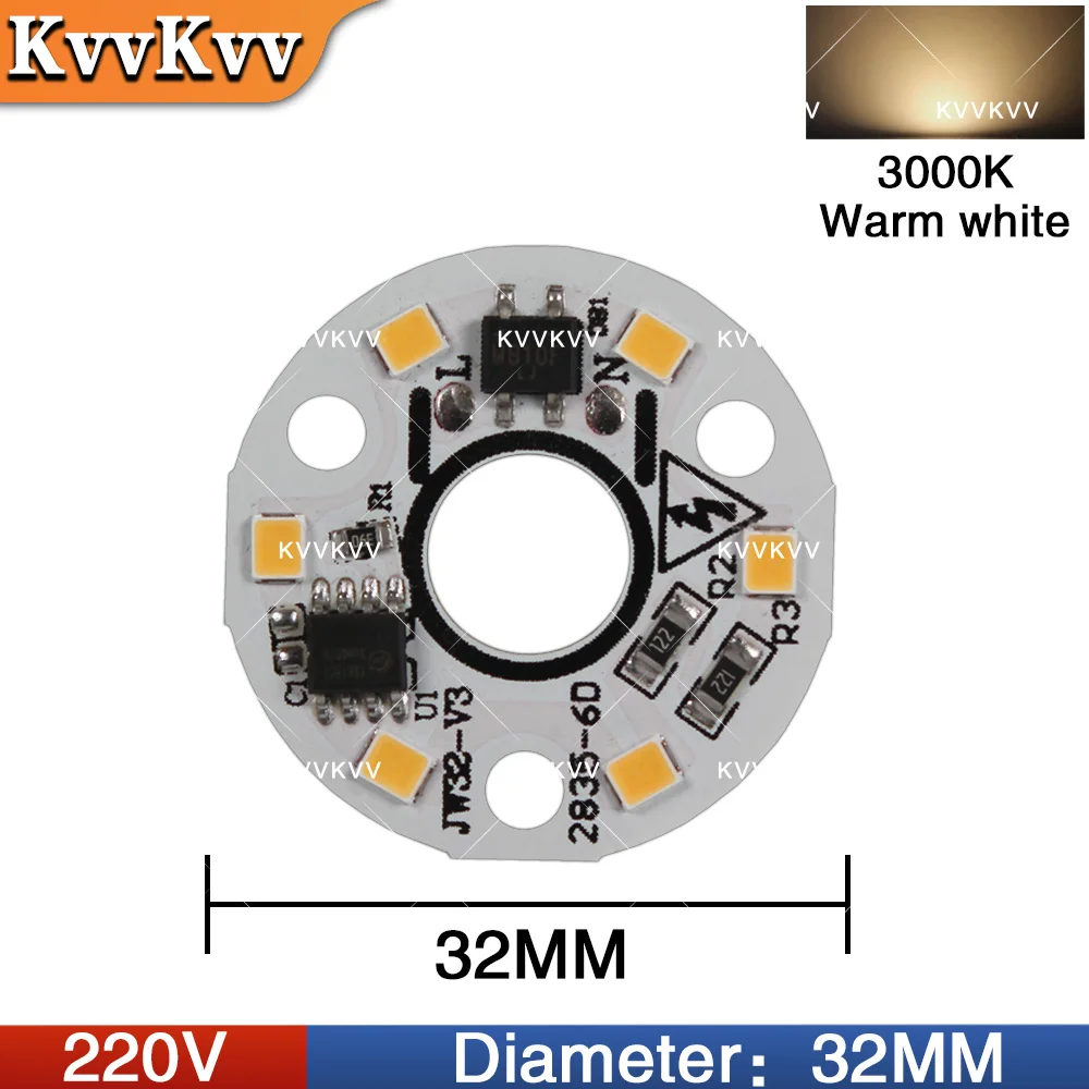 칩 다운라이트 스포트라이트를 교체하기에 적합한 내장형 드라이버 IC SMD2835가 포함된 AC220V LED 드라이버리스 3W 광원 보드