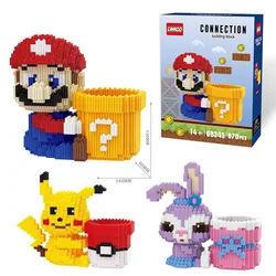 Blocs de construction de la série porte stylo Super Mario Pikachu, Mini figurines de dessin animé, jouets éducatifs, cadeaux pour enfants 