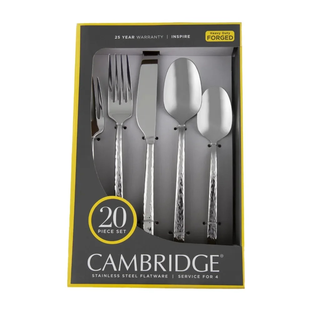 

Inspire Hammered 20-Piece Flatware Set, Service for 4