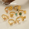 Freeteeme Retro Various Styles Natural Zircon Ring for Women Men Stainless Steel Gold Color Open Size Anillo Couple Jewelry Gift 1