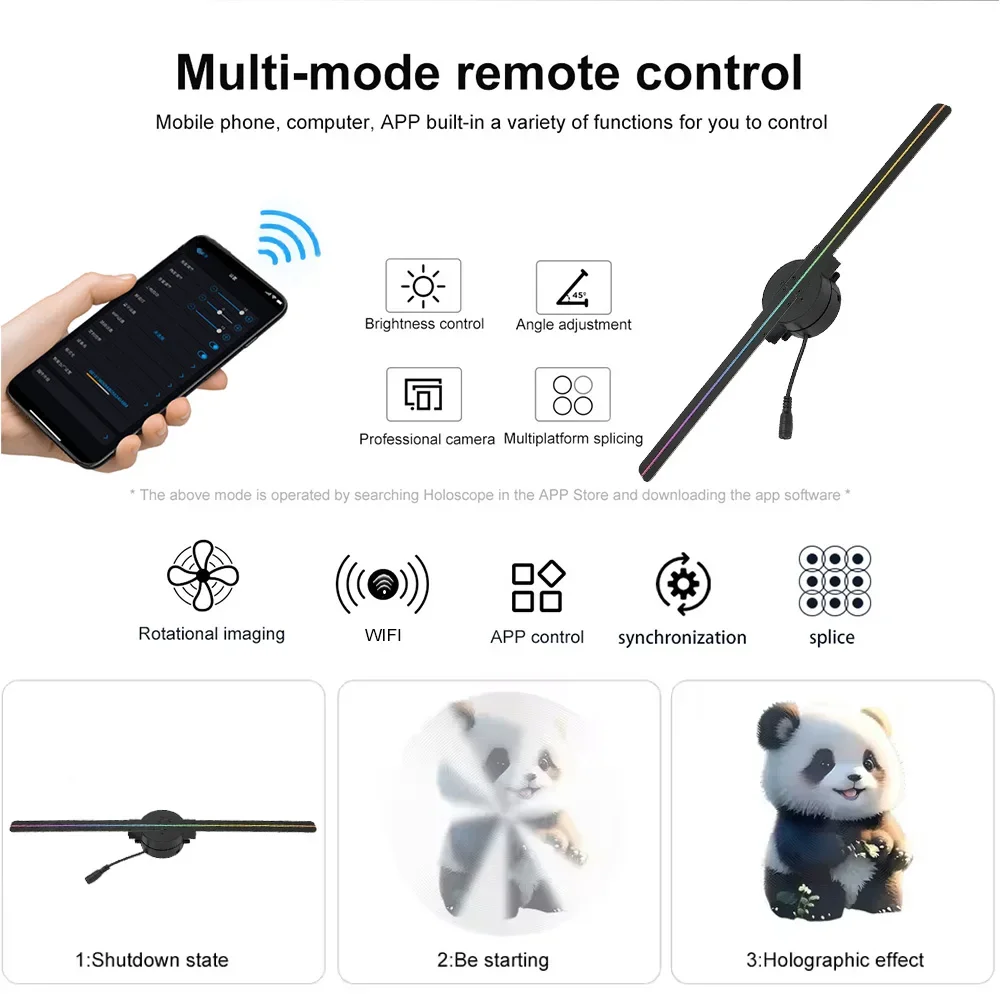 DARHYN Advertising 3D Holographic Fan Screen Stereoscopic Display Suspended Project Lamp 42cm Suspended Imaging Advert Machine