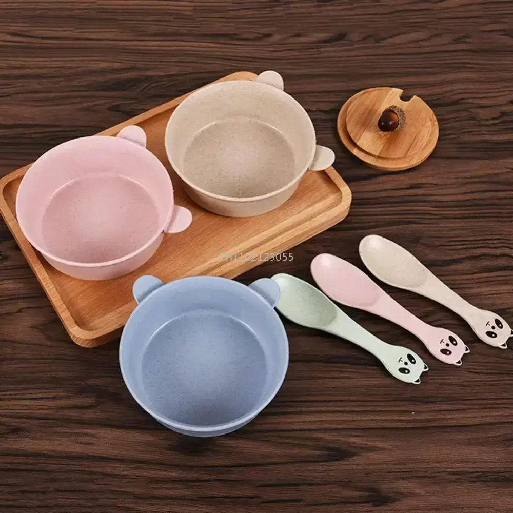 Baby Feeding Tableware Set Eco-Friendly Toddle Baby Plate Dish Children Dishes Dinnerware Kids Anti-hot Training Bowl+Spoon