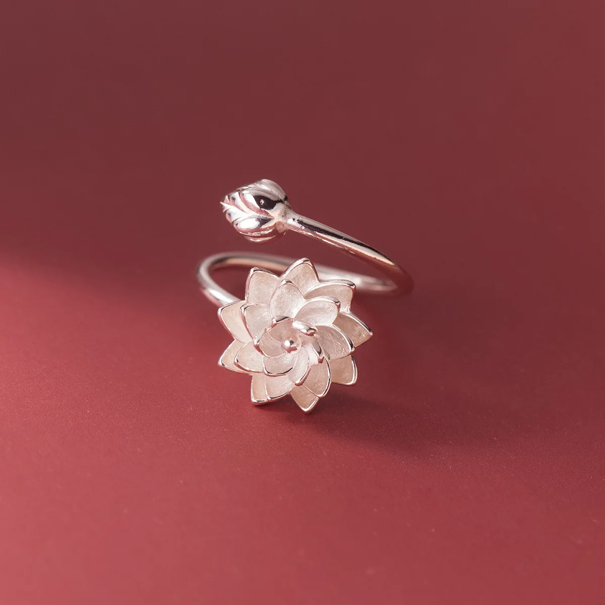 Silver Rings Wedding Rings Silver Ring 925 Sterling Silver Lotus Flower Adjustable For Women