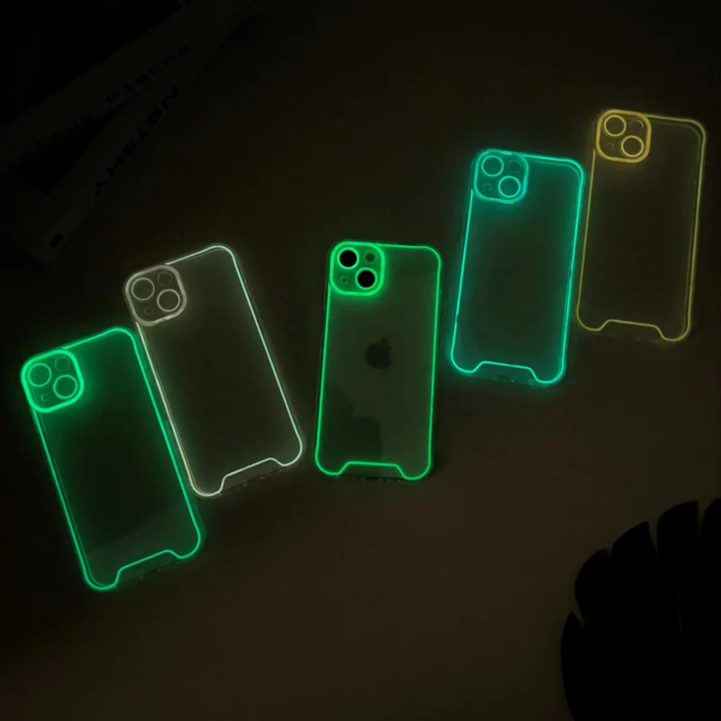 Night Light Luminous Soft Case for iPhone 11 12 13 14 Pro Max XS XR Clear  Cover