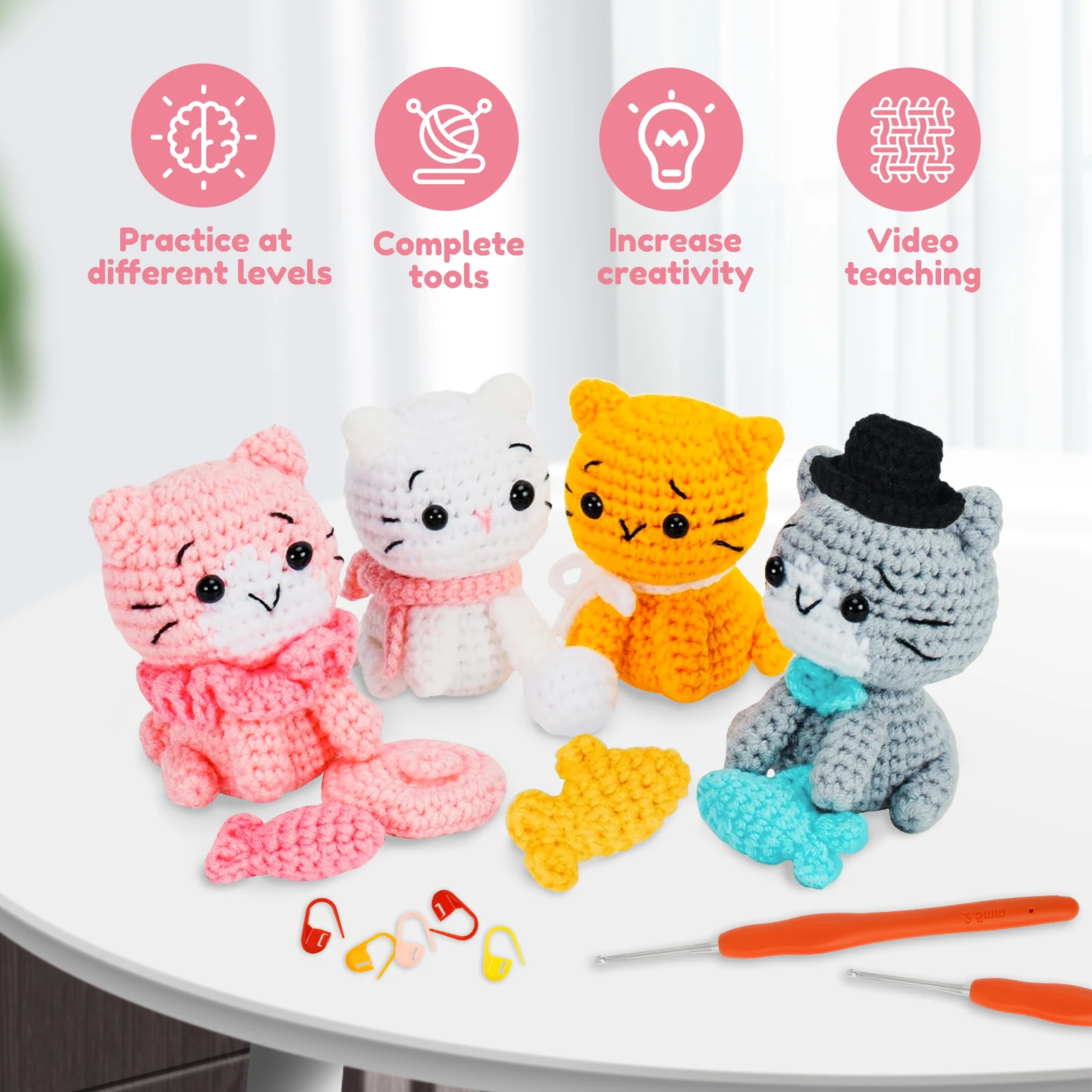 Adorable Cat Crochet Kit for Beginners 11 Sfc55007483a94c67b445308d7a9cc872j