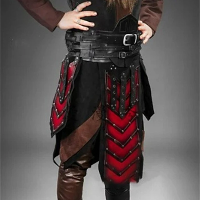 Medieval PU Leather Thigh & Waist Armor Set – Adjustable Belt With Metal Rivets For LARP, Cosplay, Halloween & Ren Faire