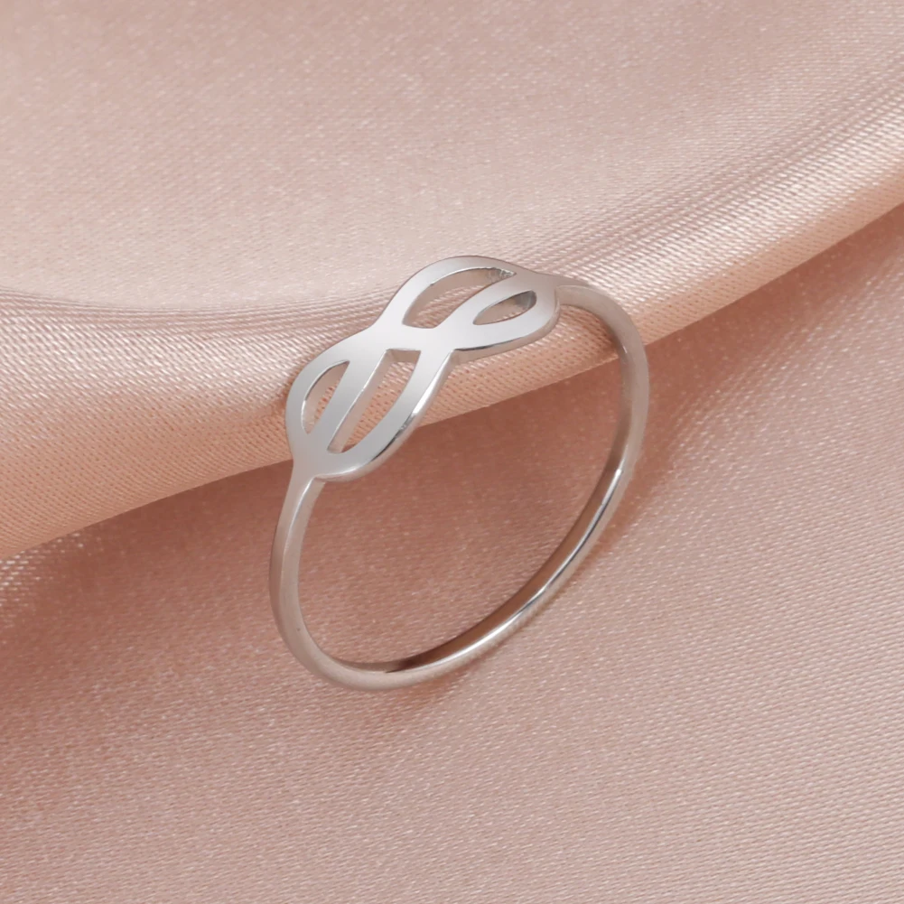 COOLTIME Infinite Knot Ring Stainless Steel Vintage Simple Rings Women Fashion Asymmetry Minimalist Ring Friendship Jewelry