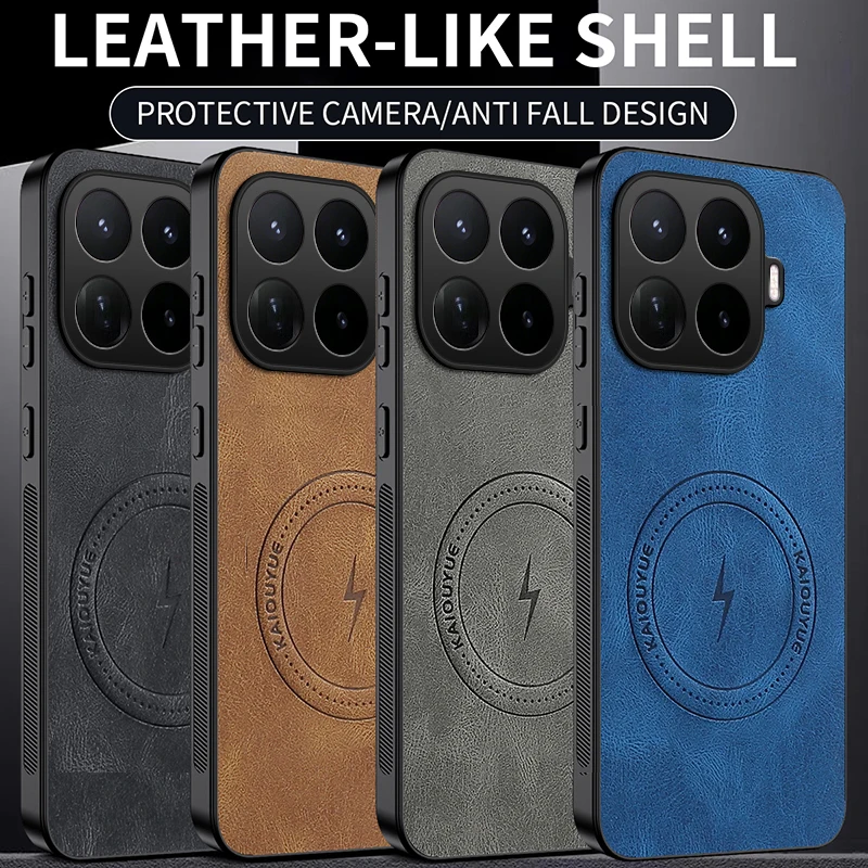 Premium PU Leather Shockproof Phone Case with Textured Hard Plastic Cover