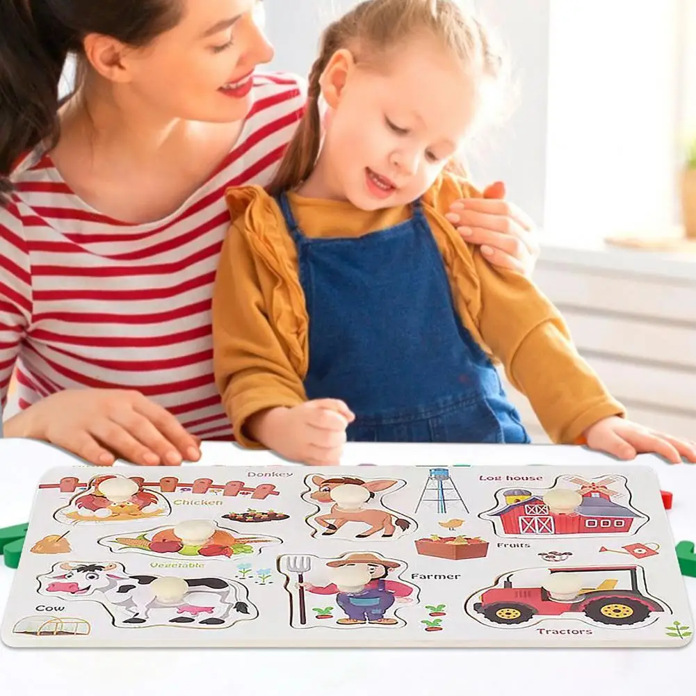 

Wooden Puzzle Board for Babies Safe Boards Early Learning Toy 2-6 Year Olds Encouraging Cognitive Development