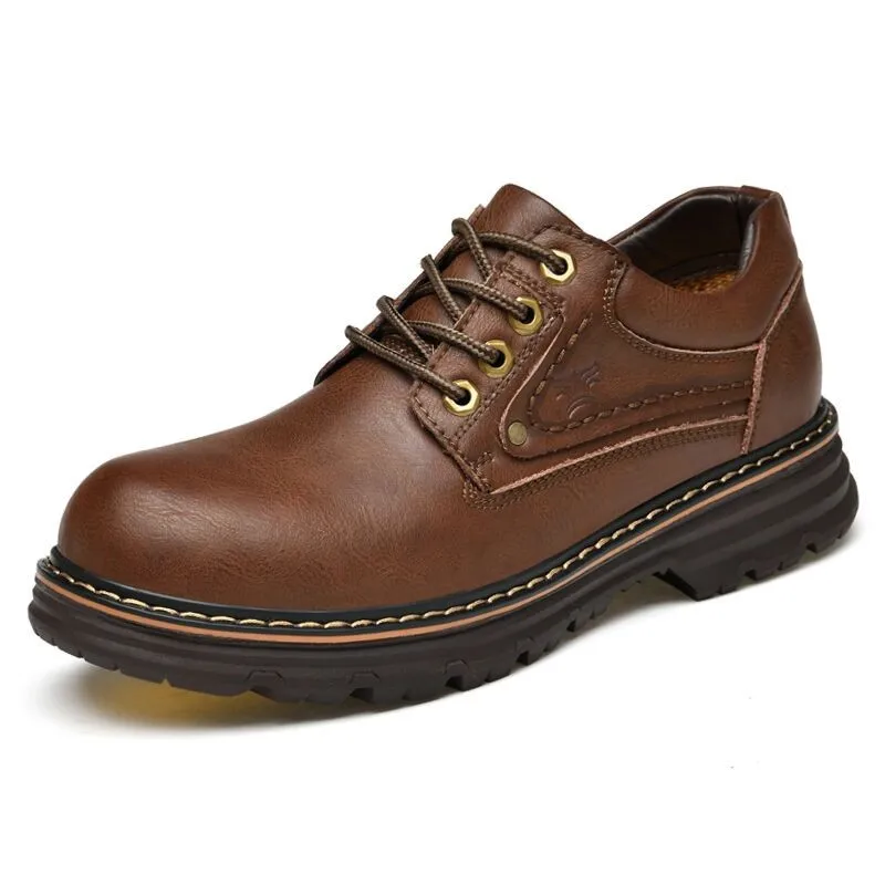 

Handmade Casual Men Shoes Low Top Lace Up Martin Shoes Man Genuine Leather Shoes Waterproof Men Plush Warm Outdoor Work Footwear