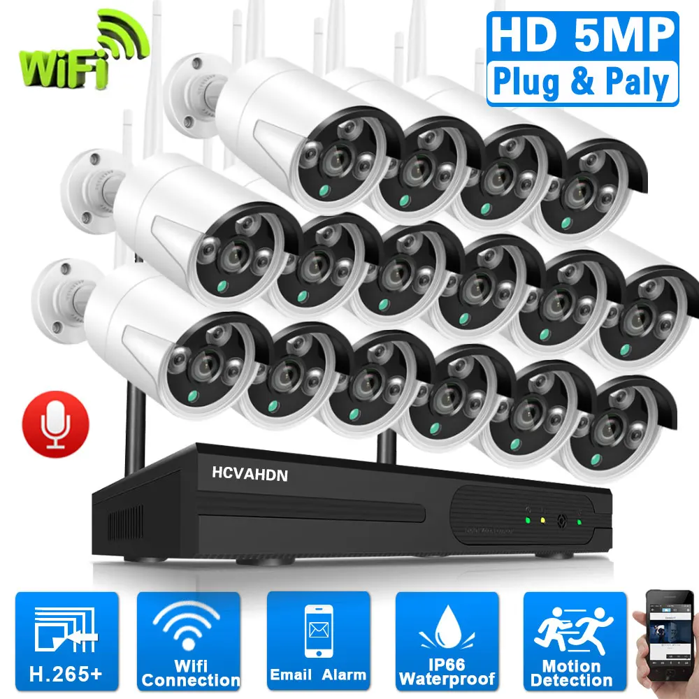 

H.265 16CH Wifi CCTV Camera Security System Kit 5MP Wireless NVR Kit 16Channel Outdoor Wifi IP Camera Video Surveillance Set 8CH