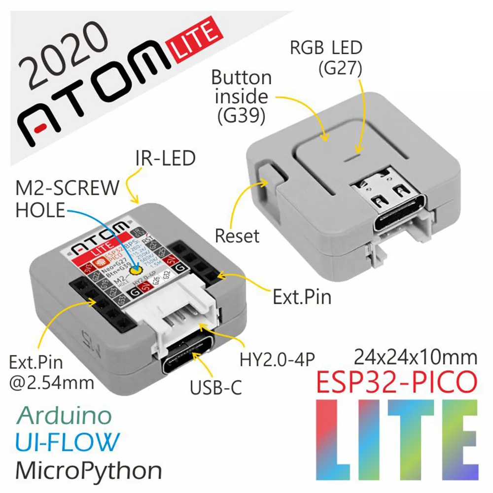Atom Lite ESP32 Embedded Intelligent Development Board 3D Antenna with Wi-F for