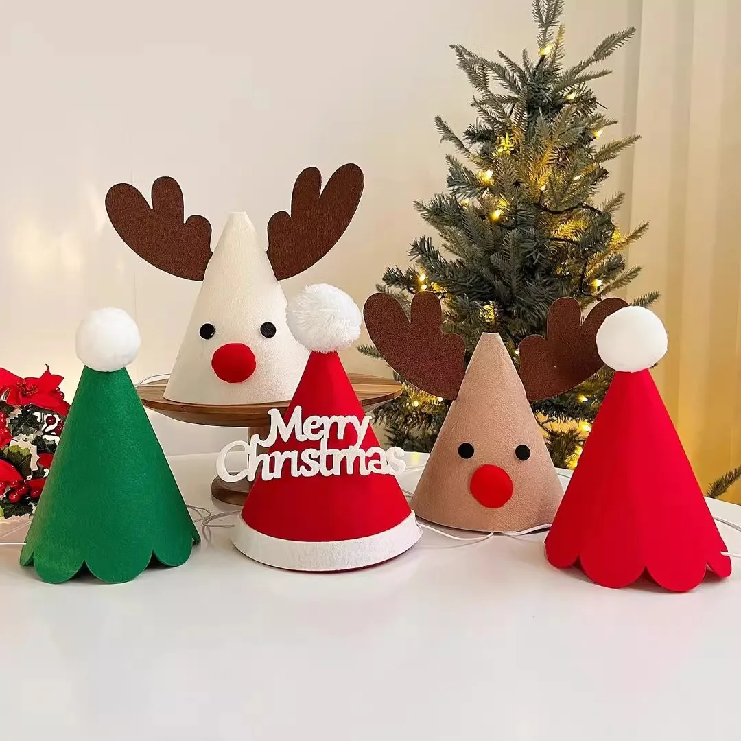 Christmas Hat Elk Tree Children's Christmas Tree Elk For Party Supplies Santa Hat Cartoon Supplies Decorative Party