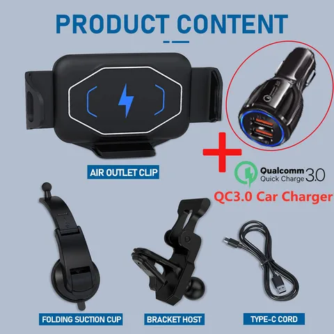 Wireless Charger 15W Auto Clamping Phone Mount Holder For XiaoMi Samsung Galaxy Fold Z Fold 2 3 iPhone 12 Max Huawei Mate X